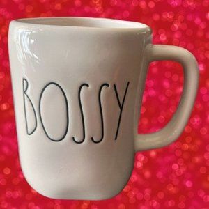 Rae Dunn BOSSY White Ceramic 16oz Mug